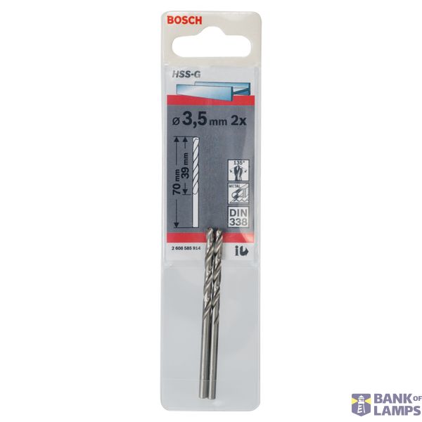 Metal drill bits HSS-G, DIN 338 3,5 x 39 x 70 mm 2 pcs. image 2