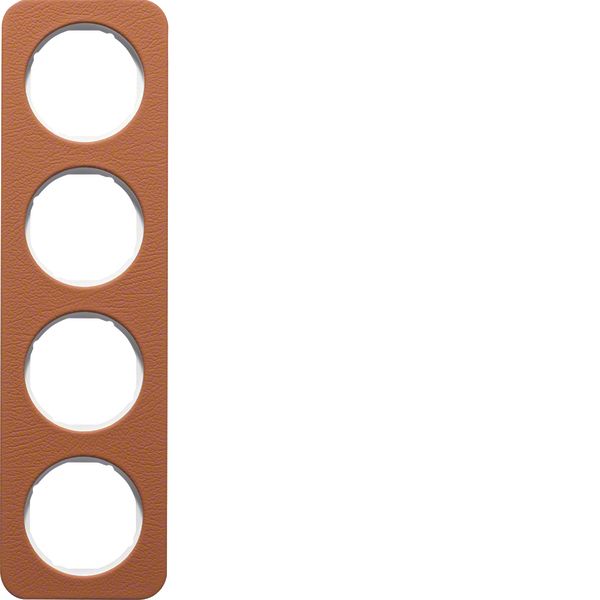 Frame 4gang, R.1, brown/p. white glossy, embossed leather image 1