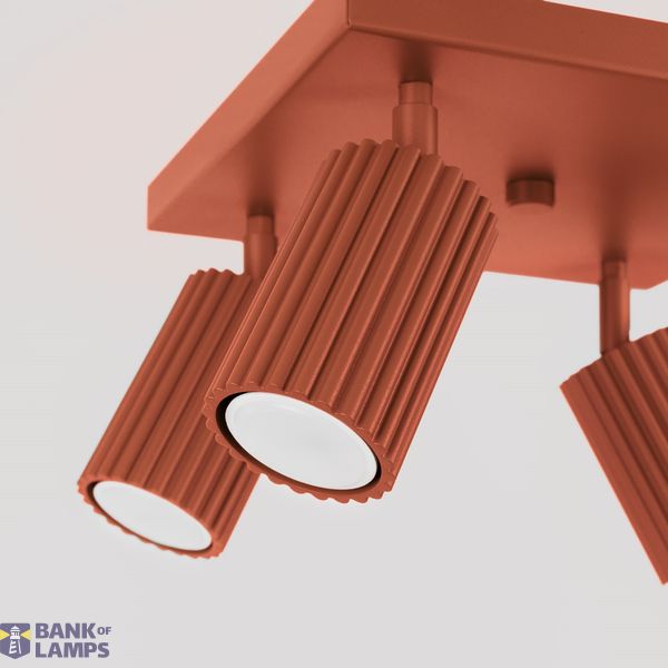 CEILING LAMP WITH FOUR SPOTLIGHTS ON A SQUARE RED CARBON ROSETTLE 4XGU10 image 3