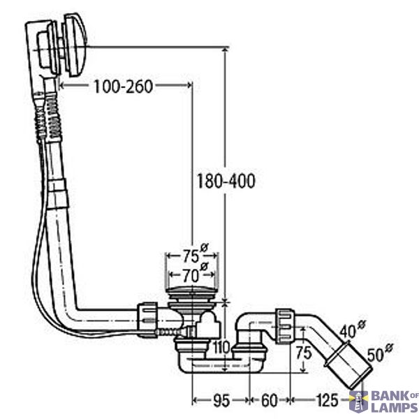 Bath siphon Multiplex with cable 40/50x540mm, chrome image 2