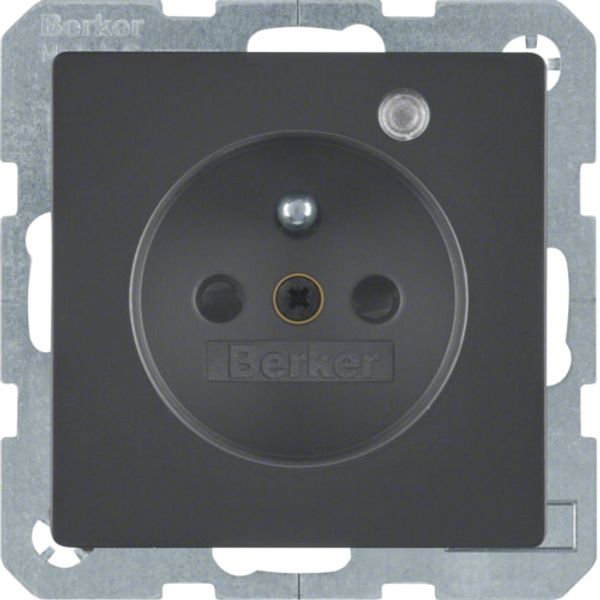 Front 2P+PE socket with LED, Q.1/Q.3 anthracite, velvet image 1