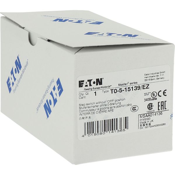 T0-5-15139/EZ Step switches, T0, 20 A, centre mounting, 5 contact unit(s), Contacts: 10, 45 °, maintained, Without 0 (Off) position, 1-5, Design number 15139 image 25