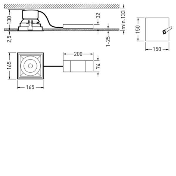 Downlights Sonnos Lens White square ETDD 23W 2600lm Very Wide Flood (VFL) IK06 3 SDCM 9002015852 image 1