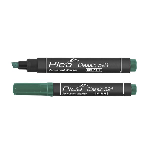 Pica 10 pcs 521/36 Perm. Marker 2-6mm chisel green image 1