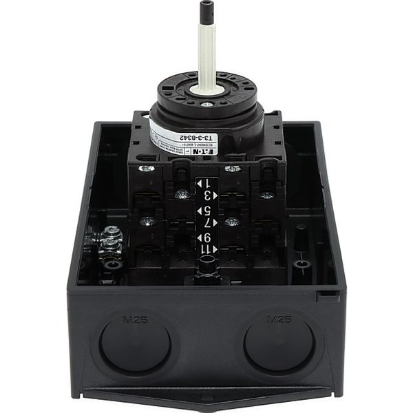 T3-3-8342/I2/SVB Main switch, T3, 32 A, surface mounting, 3 contact unit(s), 6 pole, Emergency switching off function, With red rotary handle and yellow locking ring, image 7