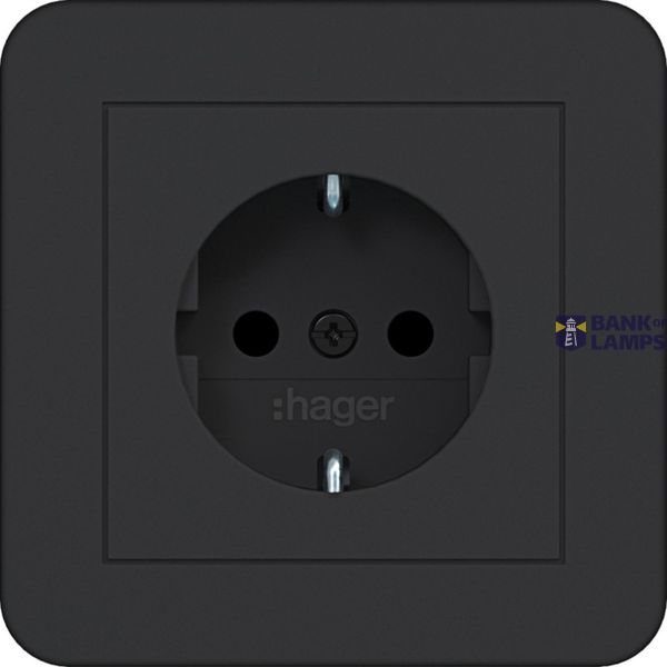 SCHUKO wall socket with cover, Safety Plus, plug-in class C.1 black matte image 1