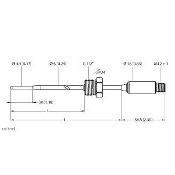 Temperature Detection With Current Output   TTMS-206A-G1/2-LI6-H1140-L250-50/150 image 2