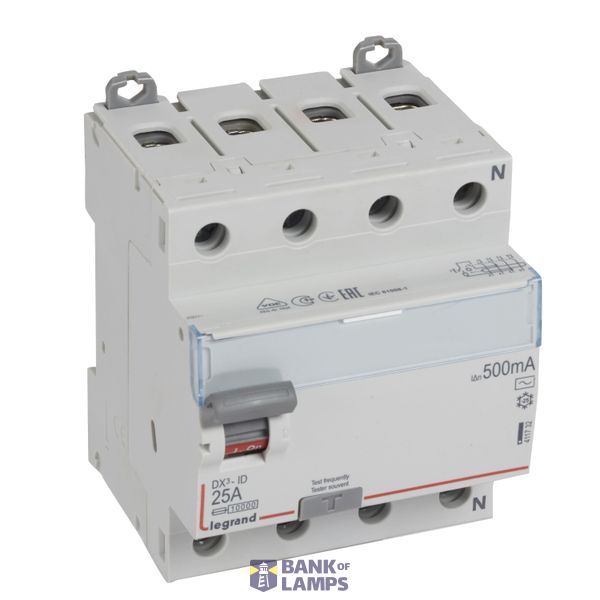 RCD DX³-ID - 4P - 400 V~ neutral right hand side - 25 A - 500 mA - AC type image 2