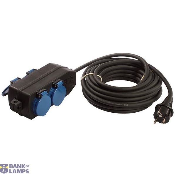 Schwabe Verlengkabel met 4-voudige verdeeldoos 10m H05RR-F 3x1,5 IP44 image 1