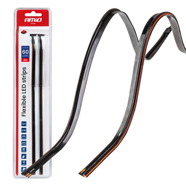 Flexible LED side strips red 2x30cm 12V AMIO-04576 image 1