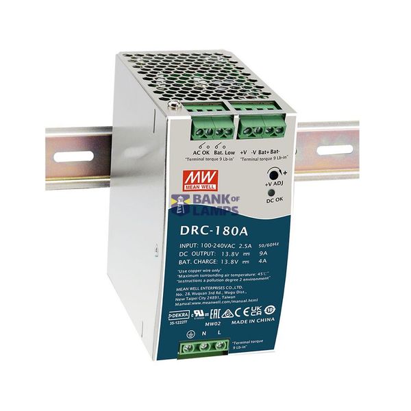 Mean Well DIN rail power supply (DIN rail) 9 A 179.4 W Number of outputs: 2 x Contents 1 piece. image 1