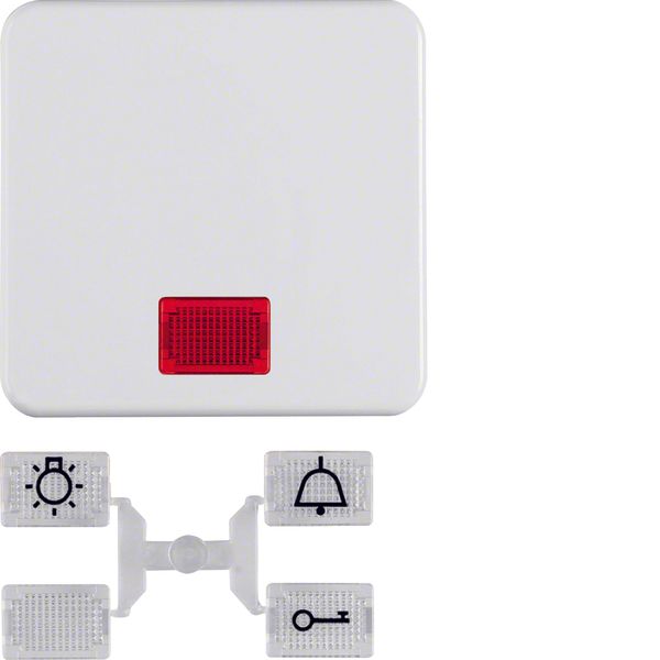 Rocker, lens, splash-proteced flush-mtd IP44, p. white glossy image 1