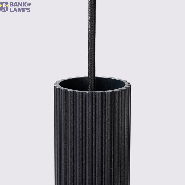 HANGING LAMP THREE CYLINDRICAL LAMPSHADES WITH ELEGANT CARBON GROOVING ON GU10 image 4