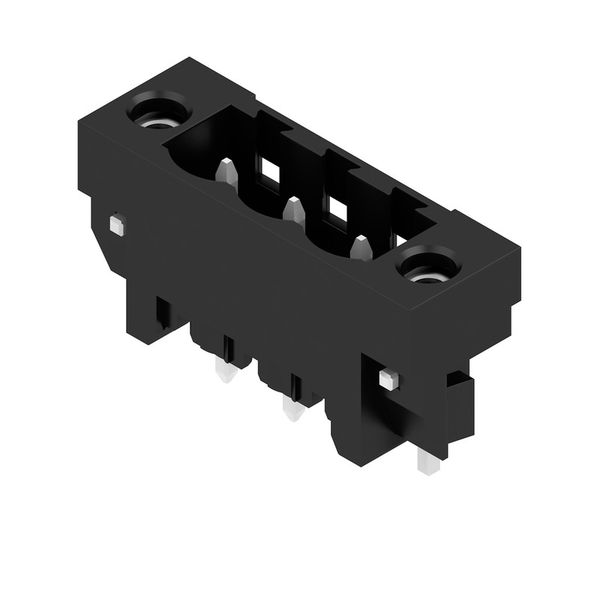 PCB plug-in connector, male header, Solder flange, THT solder connection, 5.08 mm, Number of poles: 3, 180°, Solder pin length (l): 3.2 mm, tinned, black, Box image 4