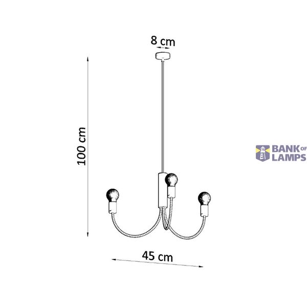 PICCOLO CHANDELIER 3 BLACK E27 3X60W IP20 image 5