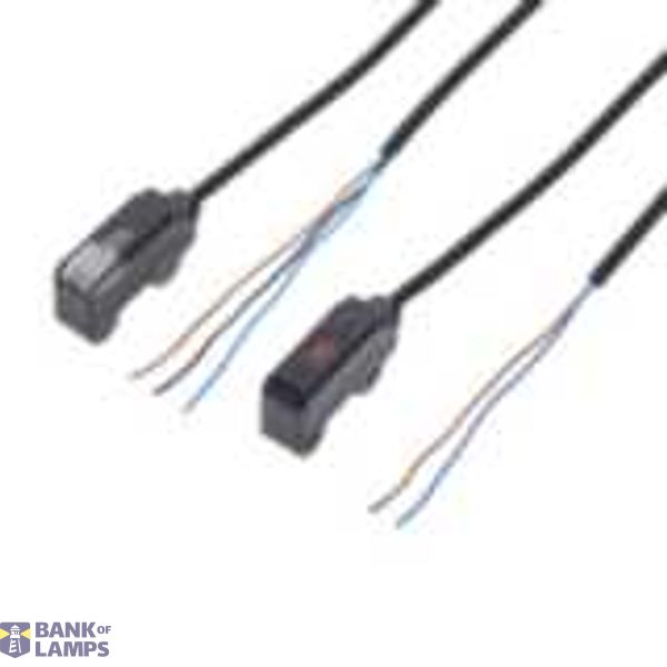 Photoelectric sensor, side view, through-beam 1m, Dark-ON, NPN, 2m cable (requires M3 screw & bracket) E3T 1288D image 1
