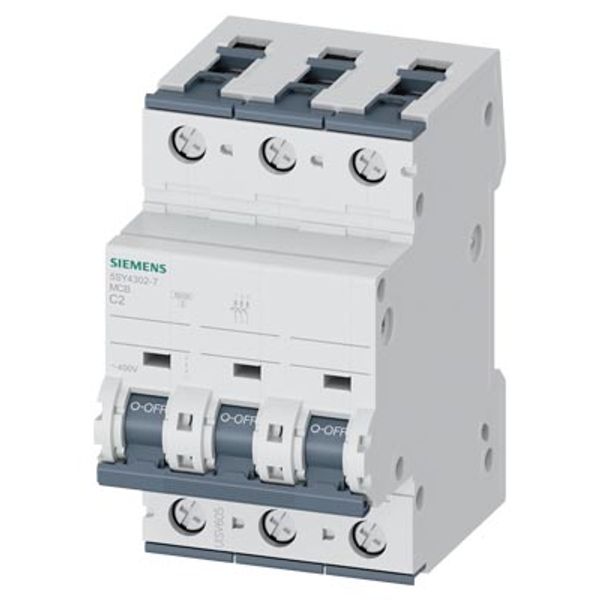 Circuit breaker 5SY4302-7 3P 2A C-curve 10kA image 1