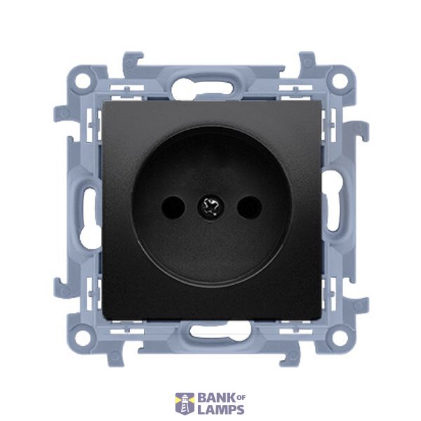 Single socket outlet without earthing, 16A, black matt image 1