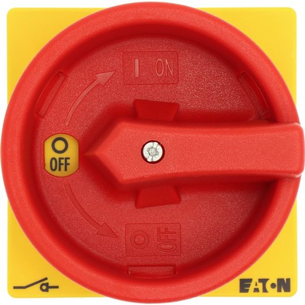P3-63/EA/SVB/2HI11 Main switch, P3, 63 A, flush mounting, 3 pole, 2 N/O, 2 N/C, Emergency switching off function, With red rotary handle and yellow locking ring image 4
