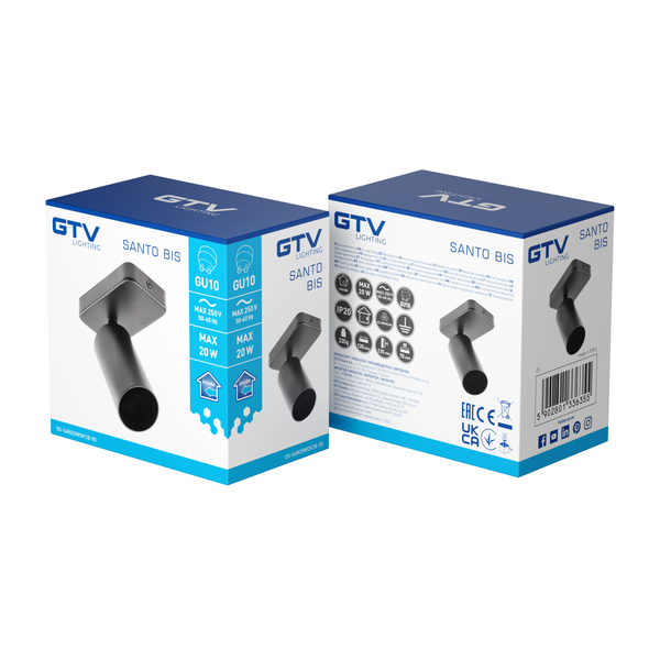 Wall luminaire SANTO BIS, GU10, IP20, max. 20 W, single, round, black image 2