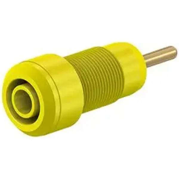 2 mm panel socket, round plug connection, mounting Ø 10.5 mm, yellow, 65.3304-24 image 1
