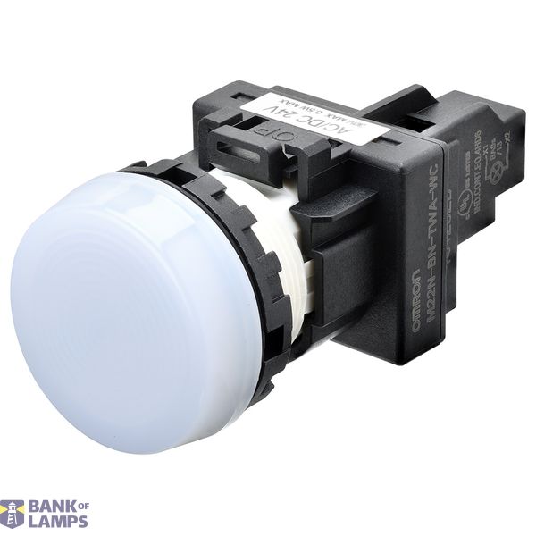 Indicator M22N flat, cap color white, LED white, LED voltage 24 VDC A2260018A image 1