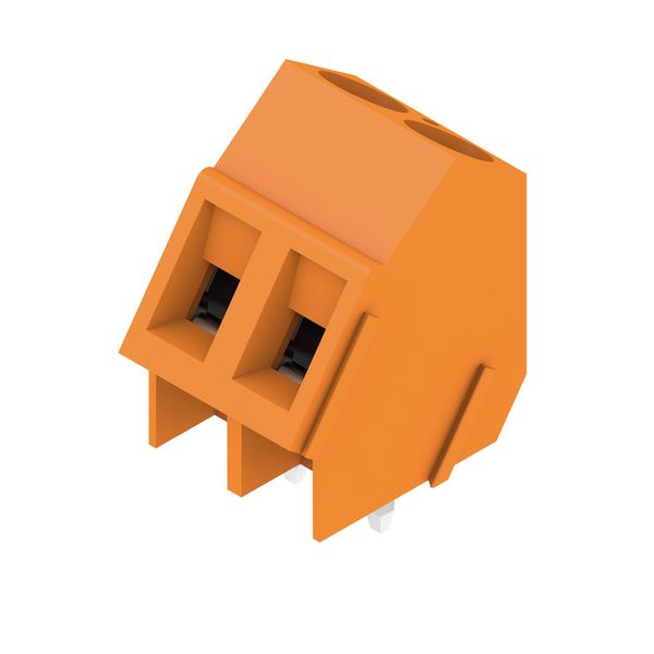 Printed circuit board terminals, 5.00 mm, Number of poles: 2, 135°, Solder pin length (l): 3.5 mm, tinned, orange, Clamping yoke connection, Clamping range, max. : 2.5 mm², Box image 4