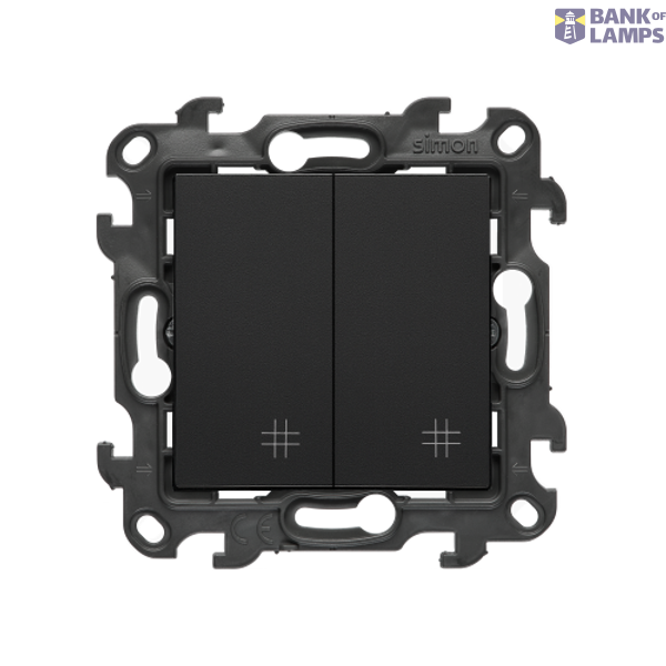 Double intermediate switch, (module), Simon 24, IP20, 10AX, black matt image 1
