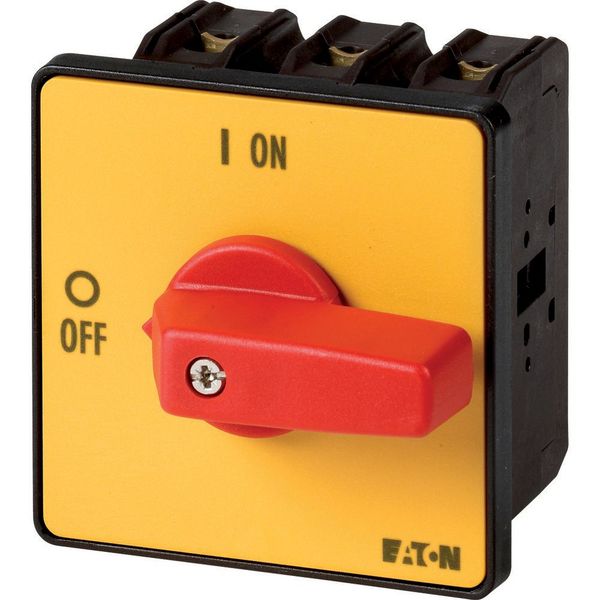 P3-100/E-RT/N On-Off switch, P3, 100 A, flush mounting, 3 pole + N, Emergency switching off function, with red thumb grip and yellow front plate image 4
