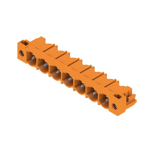 PCB plug-in connector, male header, Flange, THT solder connection, 7.62 mm, Number of poles: 7, 90°, Solder pin length (l): 3.2 mm, tinned, orange, Box image 4