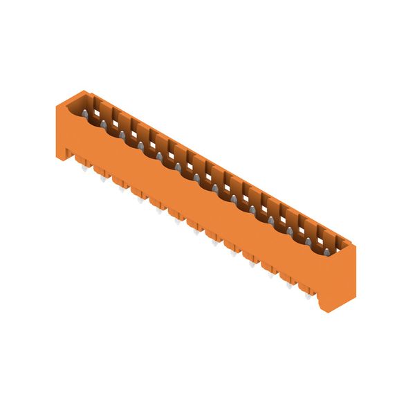 PCB plug-in connector, male header, closed side, THT solder connection, 5.08 mm, Number of poles: 14, 180°, Solder pin length (l): 3.2 mm, tinned, orange, Box image 3