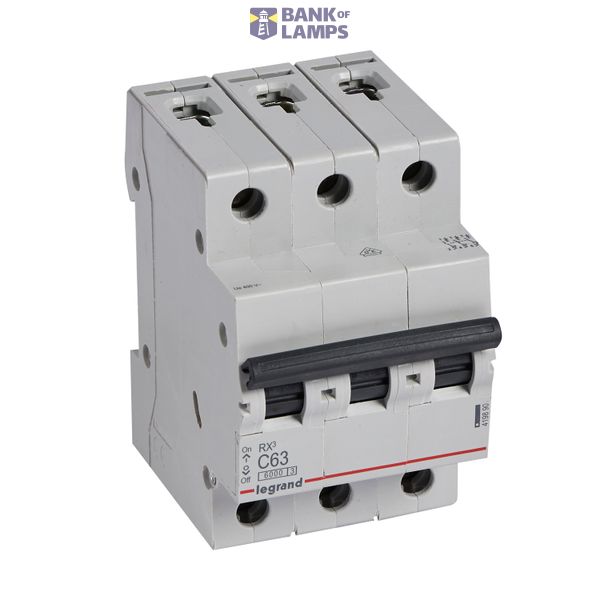 MCB RX³ 6000 - 3P - 400V~ - 63 A - C curve - prong-type supply busbars image 2