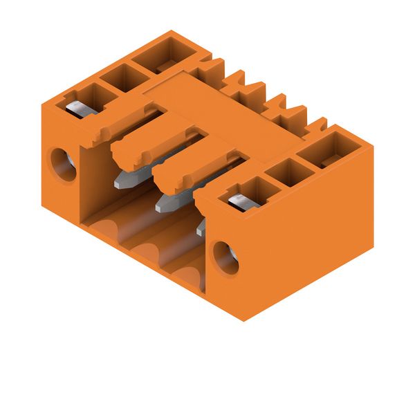PCB plug-in connector, male header, Flange, THT solder connection, 3.50 mm, Number of poles: 3, 90°, Solder pin length (l): 4.5 mm, tinned, orange, Box image 4