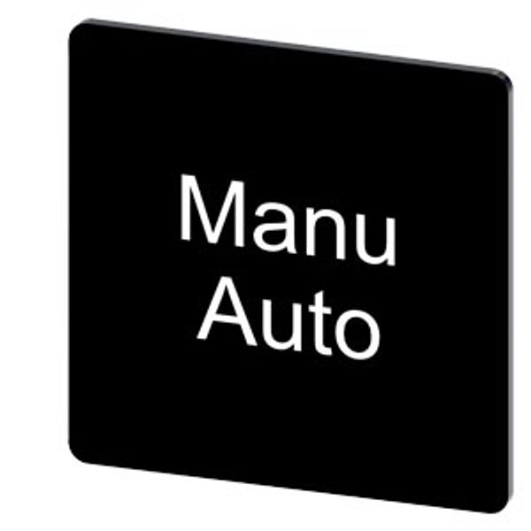 Labeling plate 27 x 27 mm, label black, labeling: Manu Auto image 1
