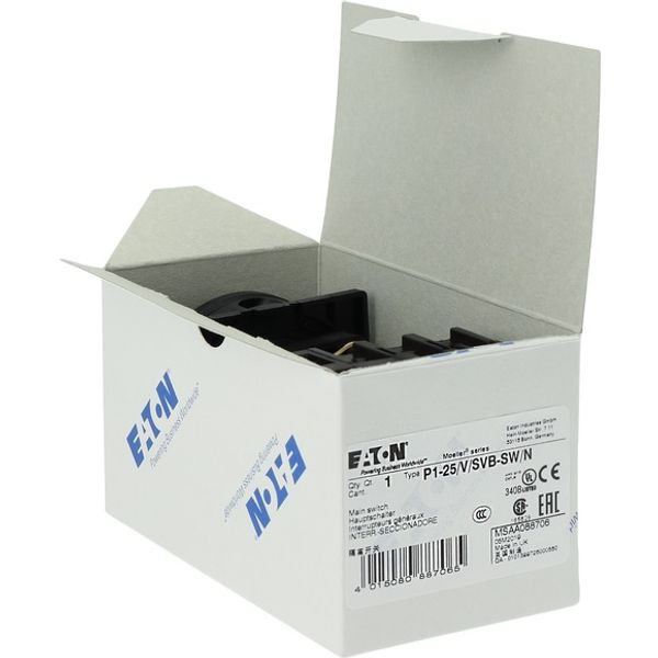 P1-25/V/SVB-SW/N Main switch, P1, 25 A, rear mounting, 3 pole + N, STOP function, With black rotary handle and locking ring, Lockable in the 0 (Off) position image 7