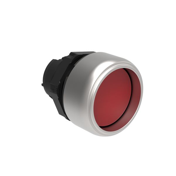 Pushbutton actuator, spring return Ø22mm Platinum series chromed plastic, shrouded, red image 1
