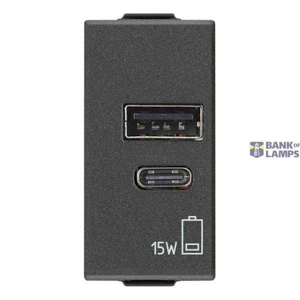 A+C-USB power unit 15W 5V 1M Carbon Matt image 1
