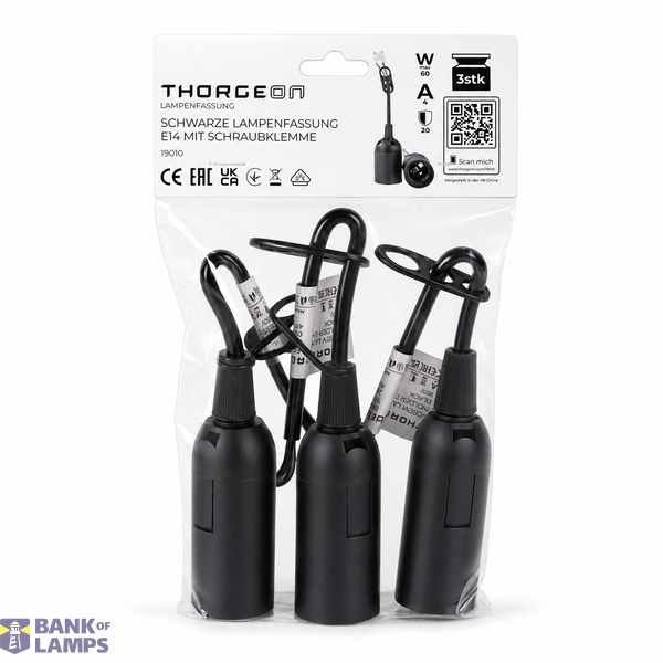 Screw Lamp Holder E14 Black (3-Pack Blister) image 2