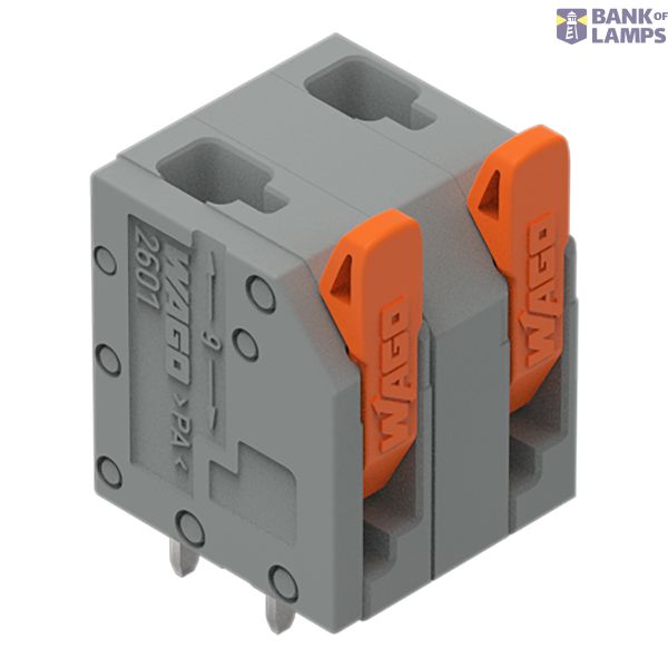 2601-3302 PCB terminal block; lever; 1.5 mm²; Pin spacing 7.5 mm; 2-pole; Push-in CAGE CLAMP®; 1,50 mm²; gray image 1