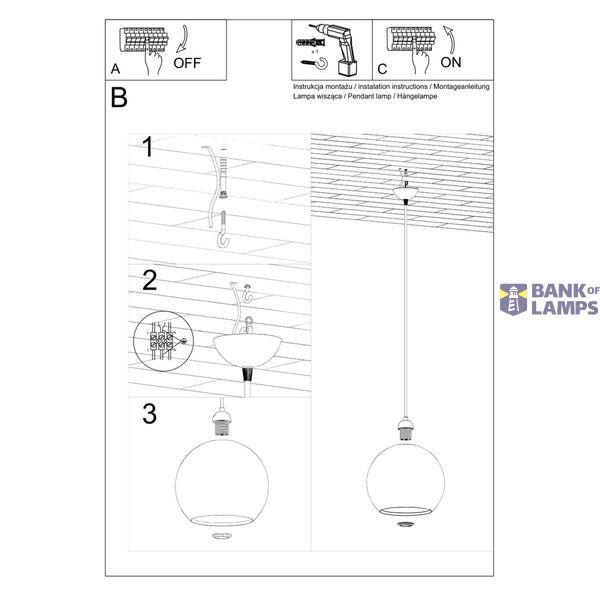 HANGING LAMP BALL CHAMPAGNE E27 1X60W IP20 image 8