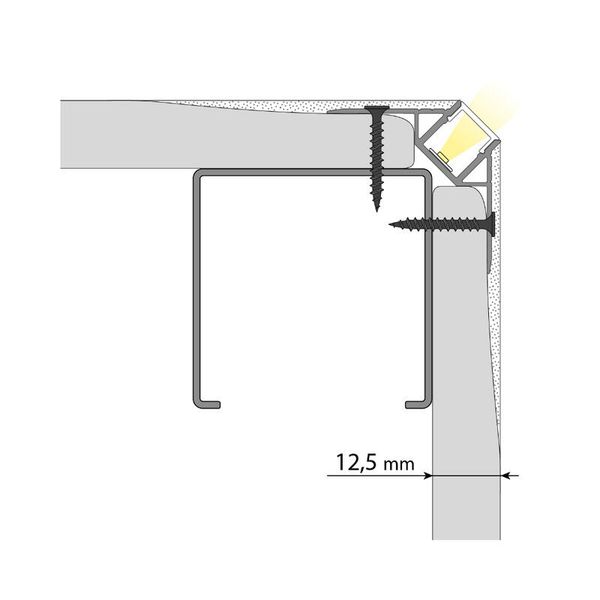 AS aluminum profile for plasterboard, 51x23mm, black diffusion, 2m image 1