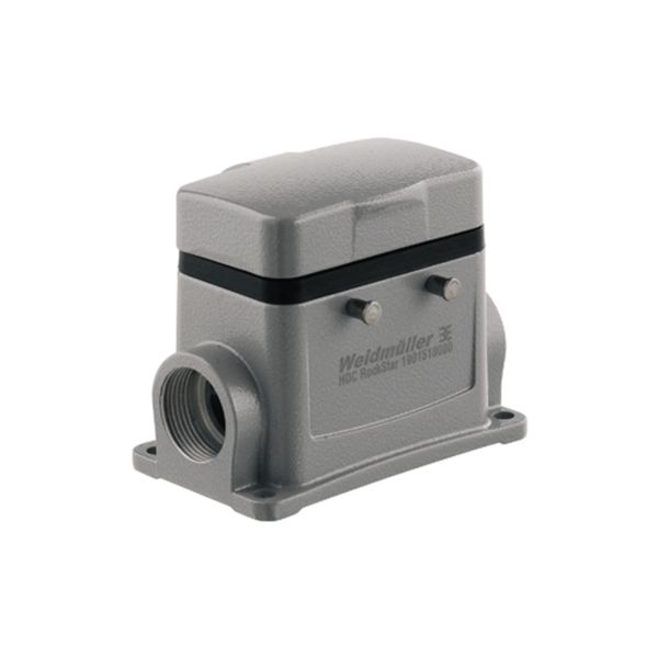 HDC enclosures, Size: 4, Protection degree: IP65, in plugged condition, Base housing, Side-locking clamp on upper side, high, with cover, Size of cable entries: M 25 image 1