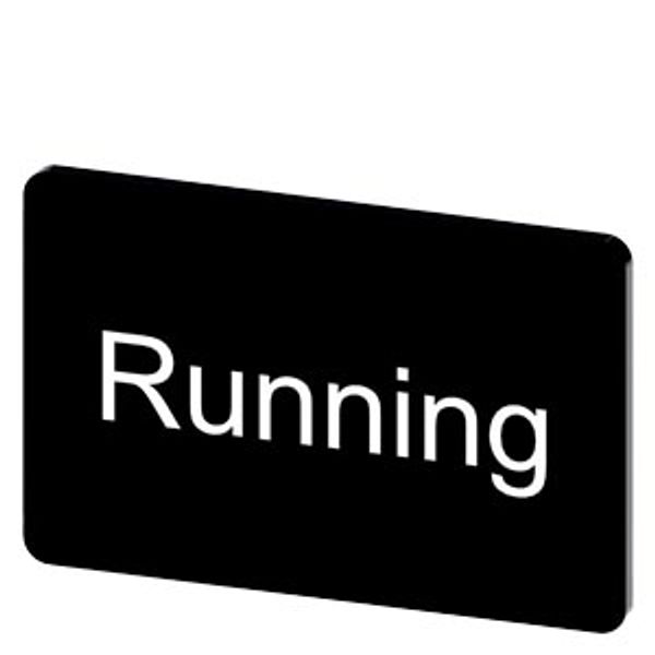 Labeling plate 17.5 x 27 mm, label black, labeling: Running image 1