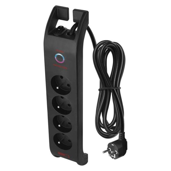 Surge Protector 1800J – 4 sockets, 2m, black image 1