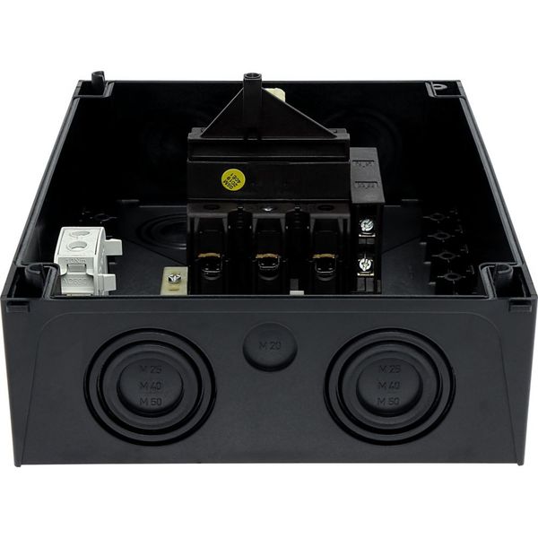 P3-100/I5/SVB/HI11 Main switch, P3, 100 A, surface mounting, 3 pole, 1 N/O, 1 N/C, Emergency switching off function, With red rotary handle and yellow locking ring, Lock image 18