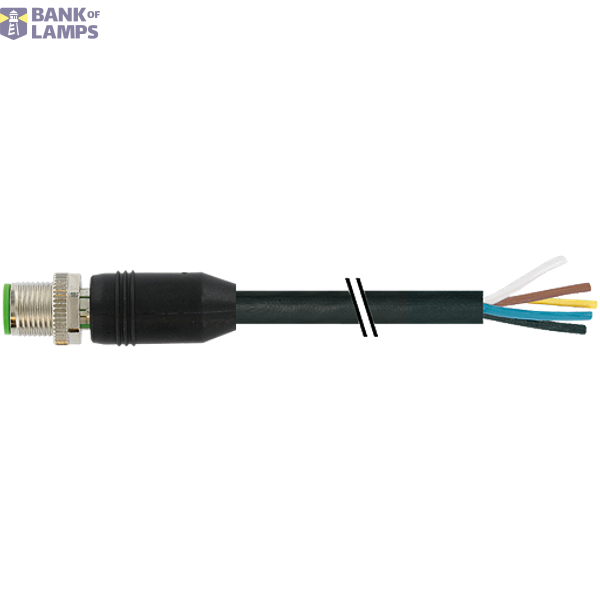 M12 male 0° A-cod. with cable PVC 12x0.14 bk 12.0m image 1