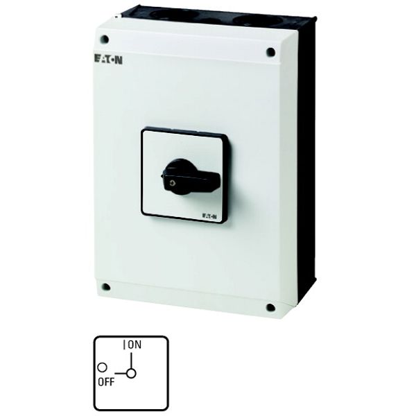 T5-4-8344/I5 On-Off switch, T5, 100 A, surface mounting, 4 contact unit(s), 8-pole, with black thumb grip and front plate image 1