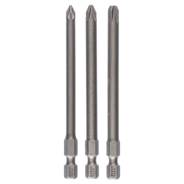 3-piece screwdriver bit set, Extra Hard PZ1; PZ2; PZ3; 89 mm image 1