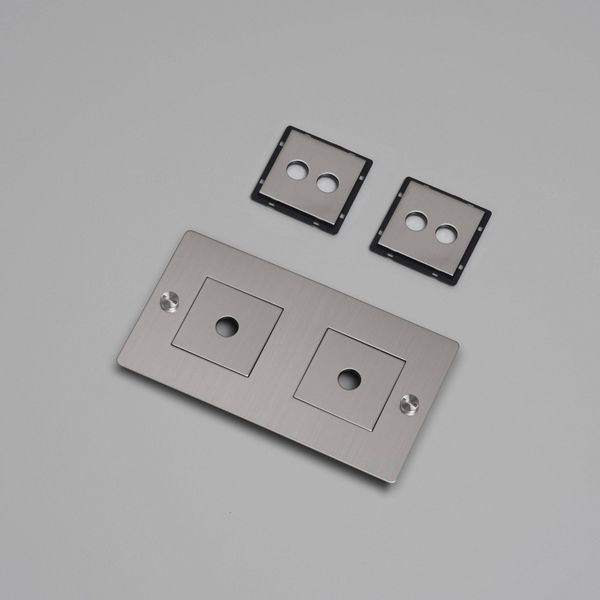 2G WALL PLATE / HORIZONTAL / WITH INFILLS / WITHOUT LOGO / STEEL image 1