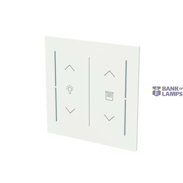 LFDW/A.2.70.1-44M Cover plate with legend with Symbol "arrows/venetian blind" and "dimmer" studio white matt - Trevion® image 2